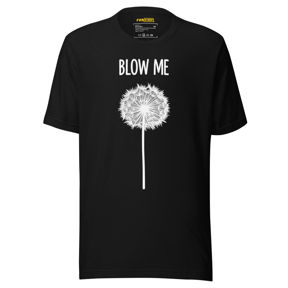 Blow Me – Pusteblume – Unisex T-Shirt – schwarz, Vorderansicht
