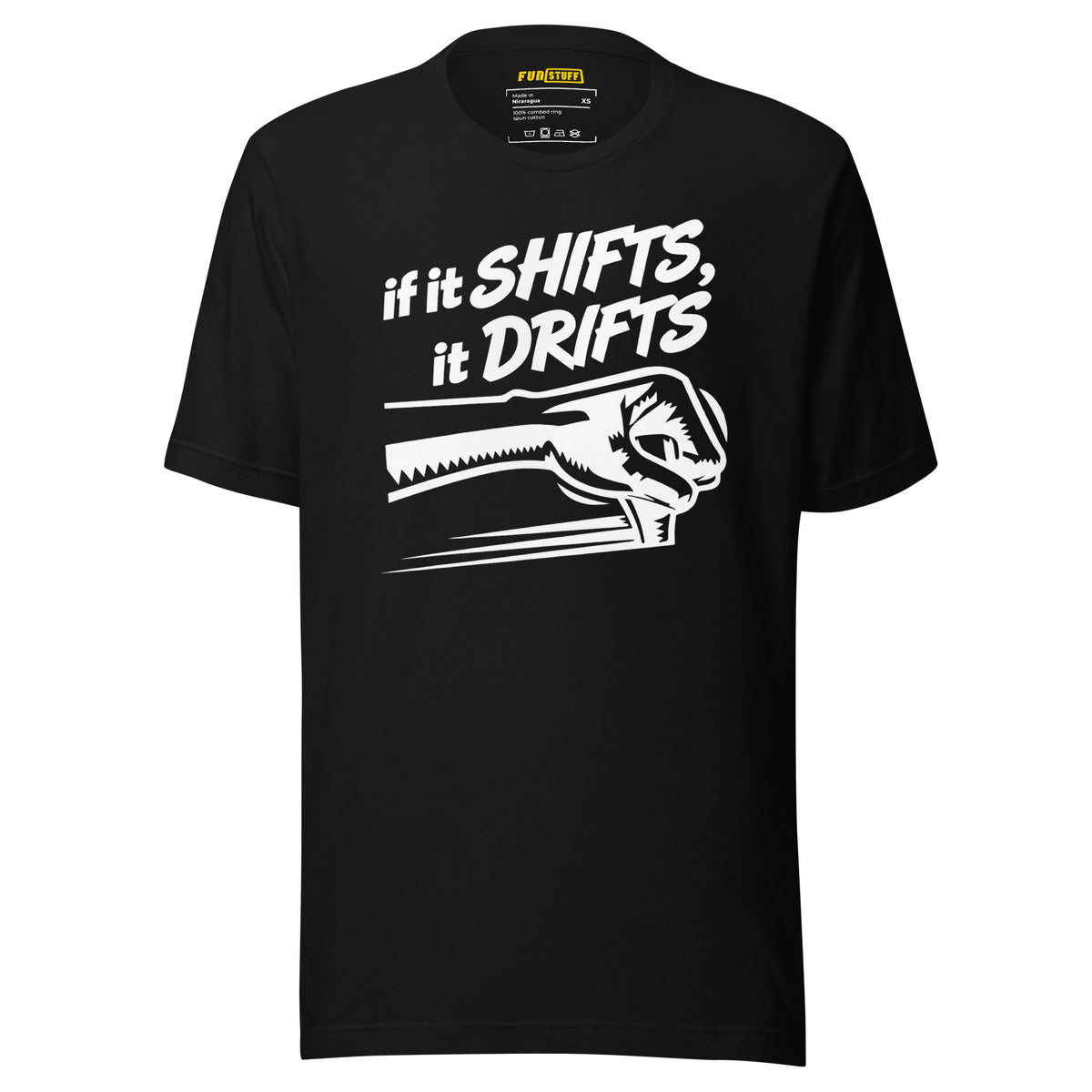 If It Shifts It Drifts Unisex-T-Shirt – schwarz, Vorderansicht