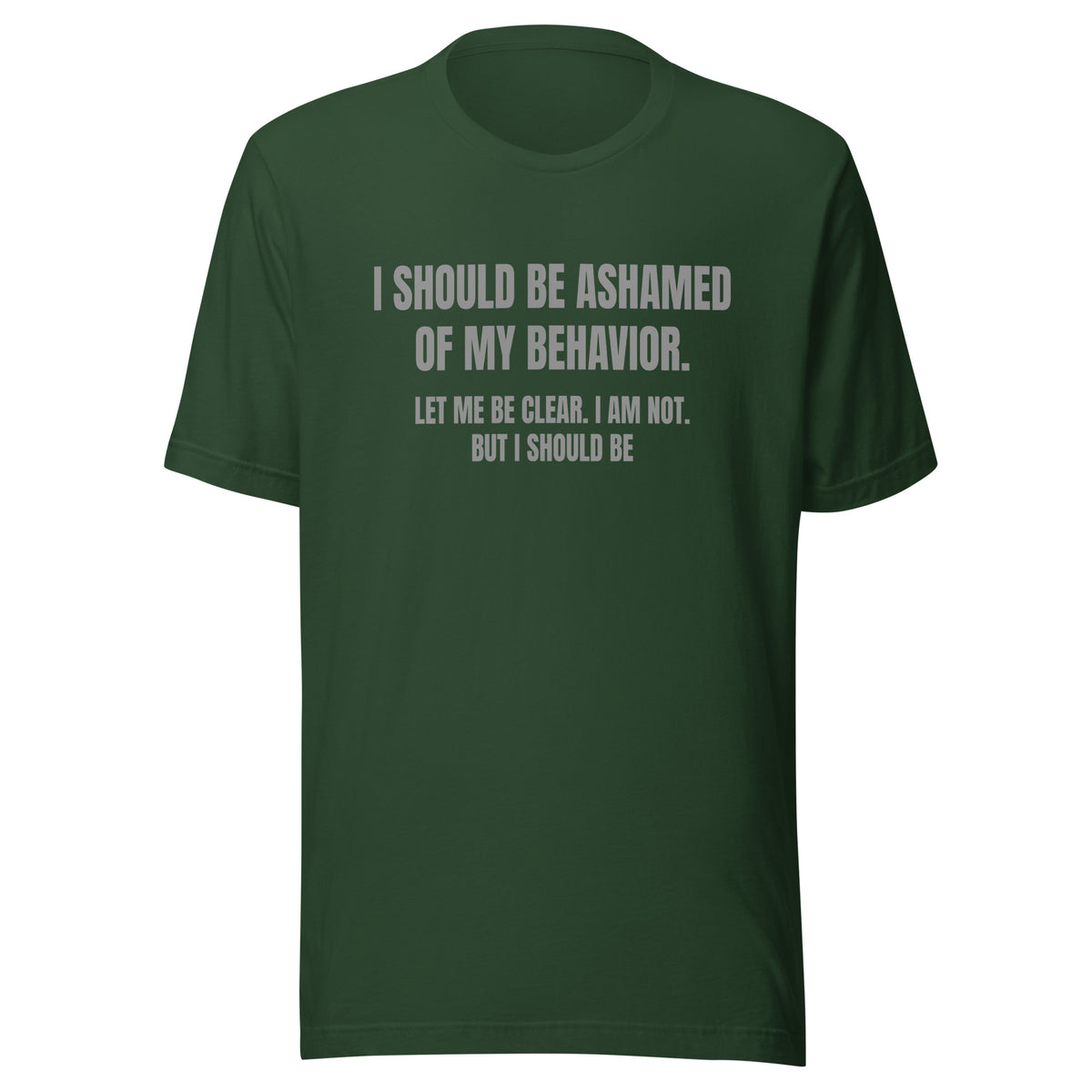 Ashamed of My Behavior – Unisex T-Shirt – Vorderansicht