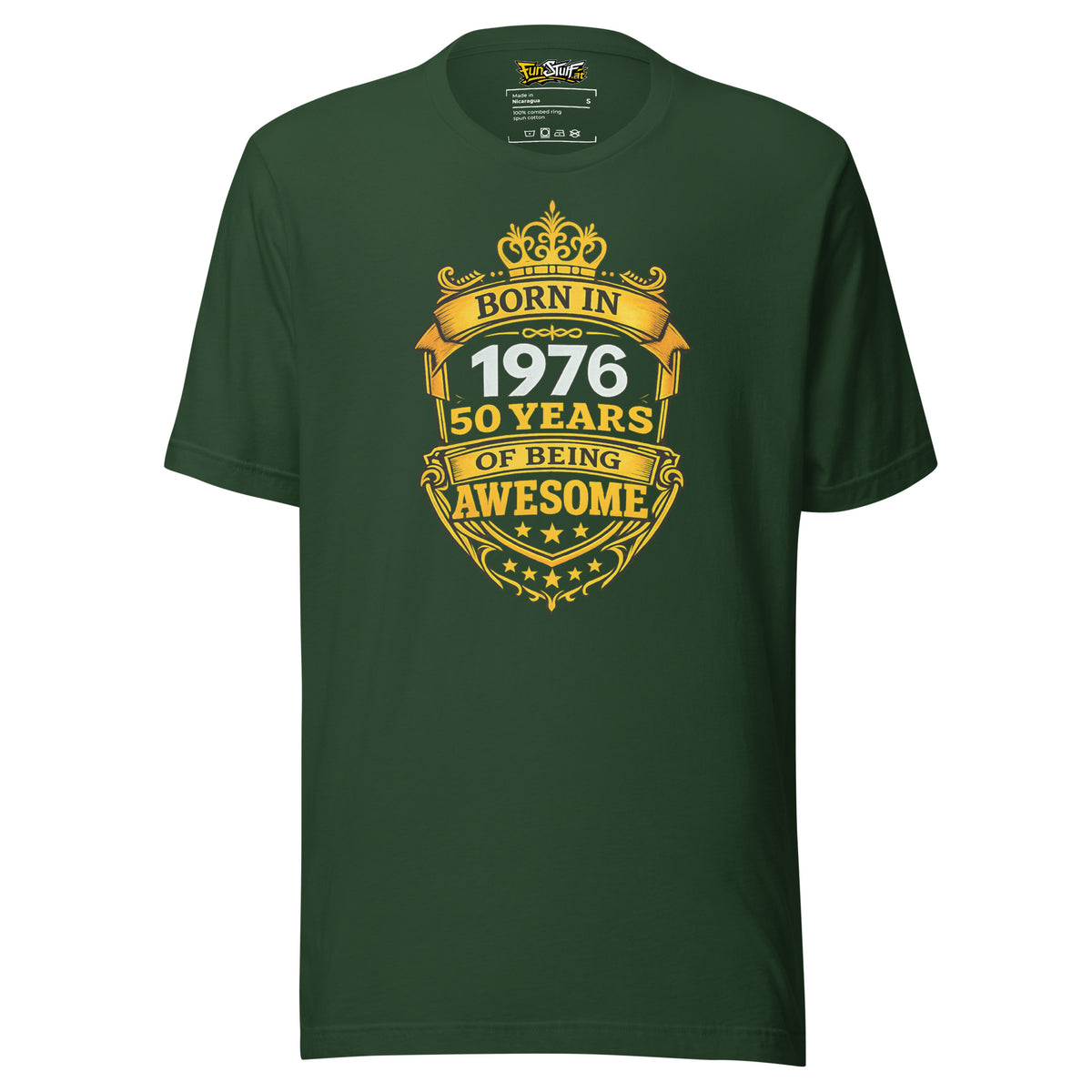 Born in 1976 – 50 Years of Being Awesome – Unisex T-Shirt – Vorderansicht