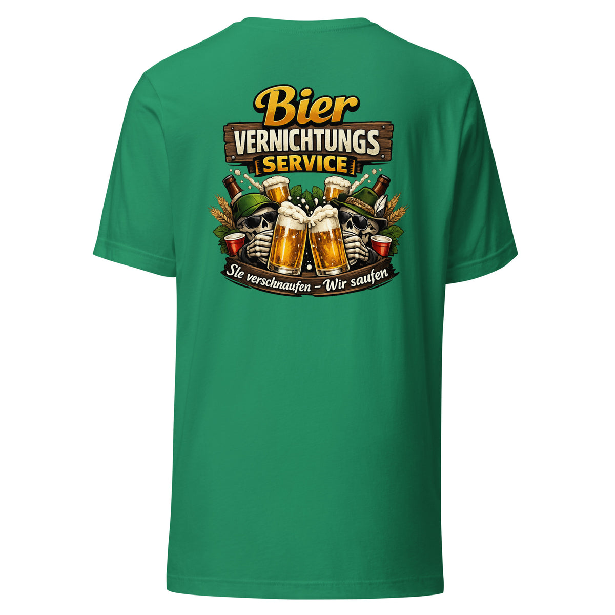 Bier Vernichtungs Service – Backprint Unisex T-Shirt – Rückansicht