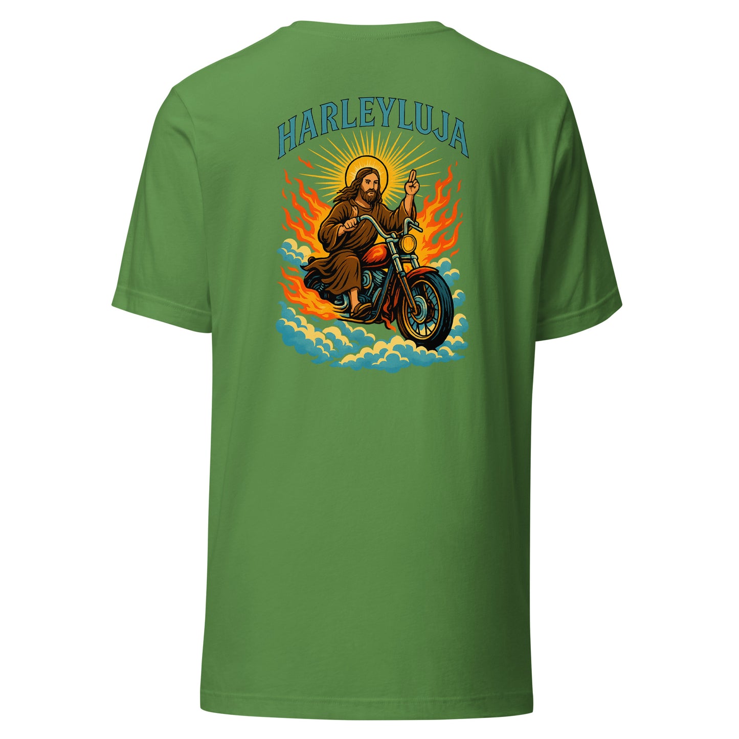 Harleyluja – Jesus fährt Chopper – Backprint T-Shirt
