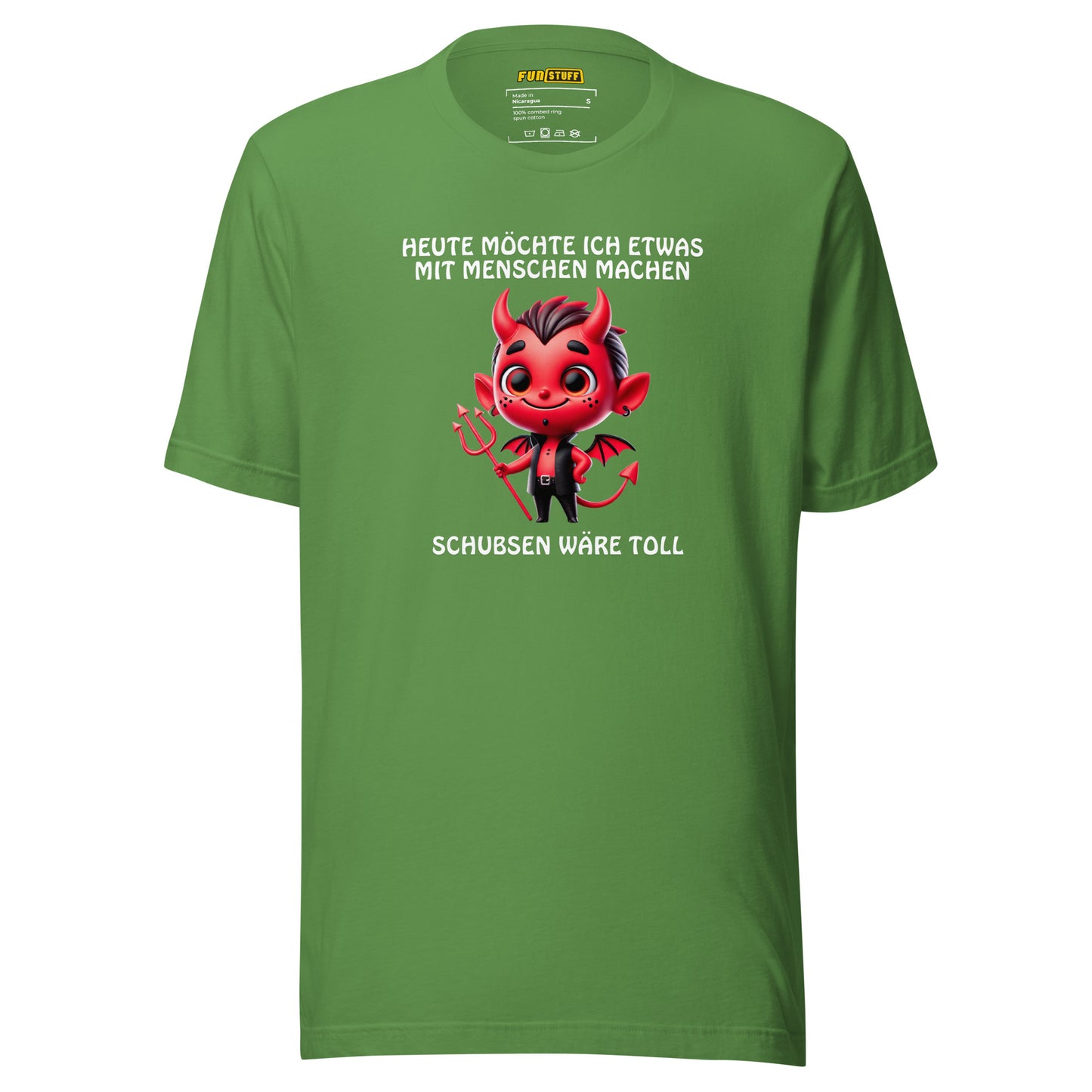 Schubsen wäre toll – Teufel-Shirt mit Haltungsschaden