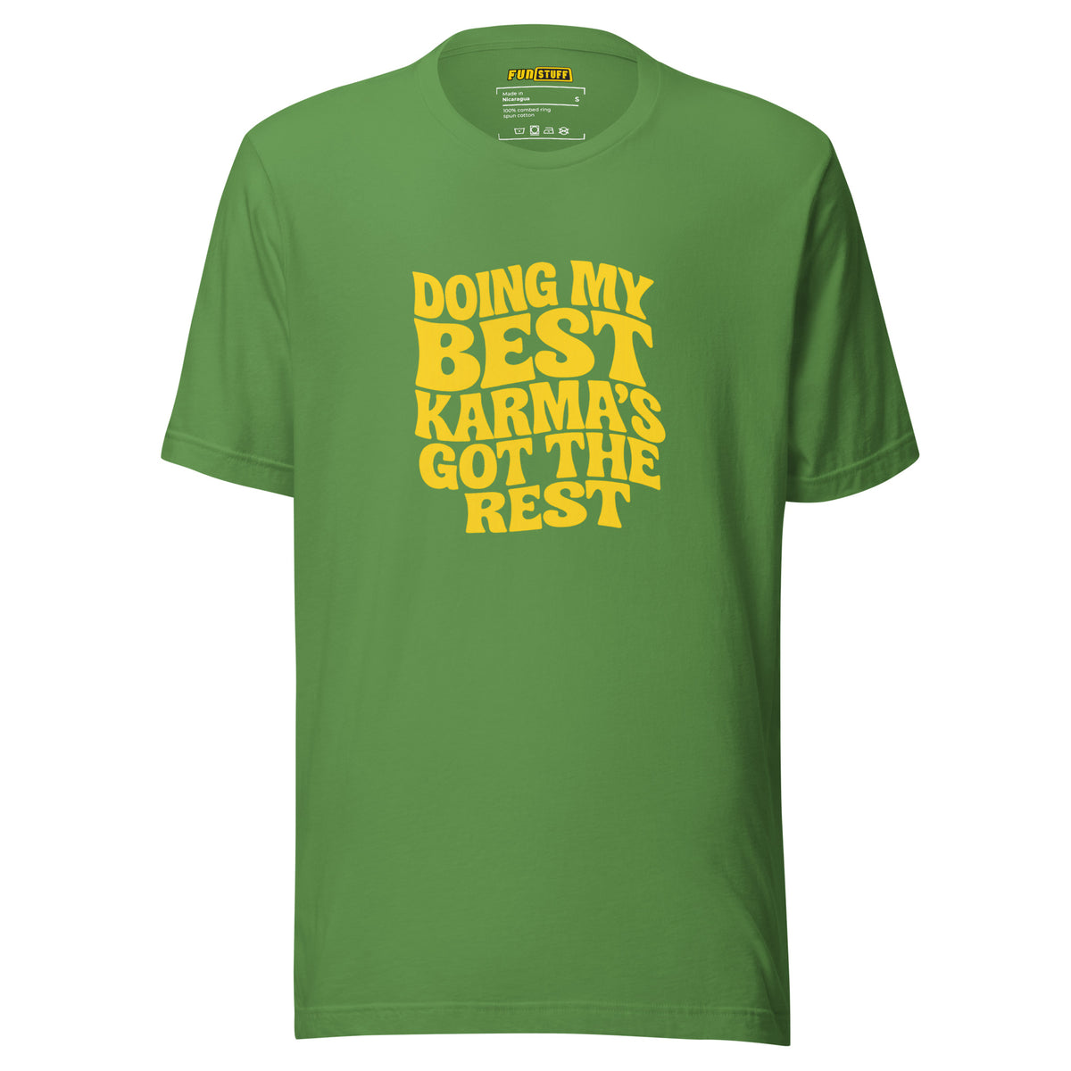 Doing my best – Karma’s got the rest – Unisex T-Shirt – grün, Vorderansicht