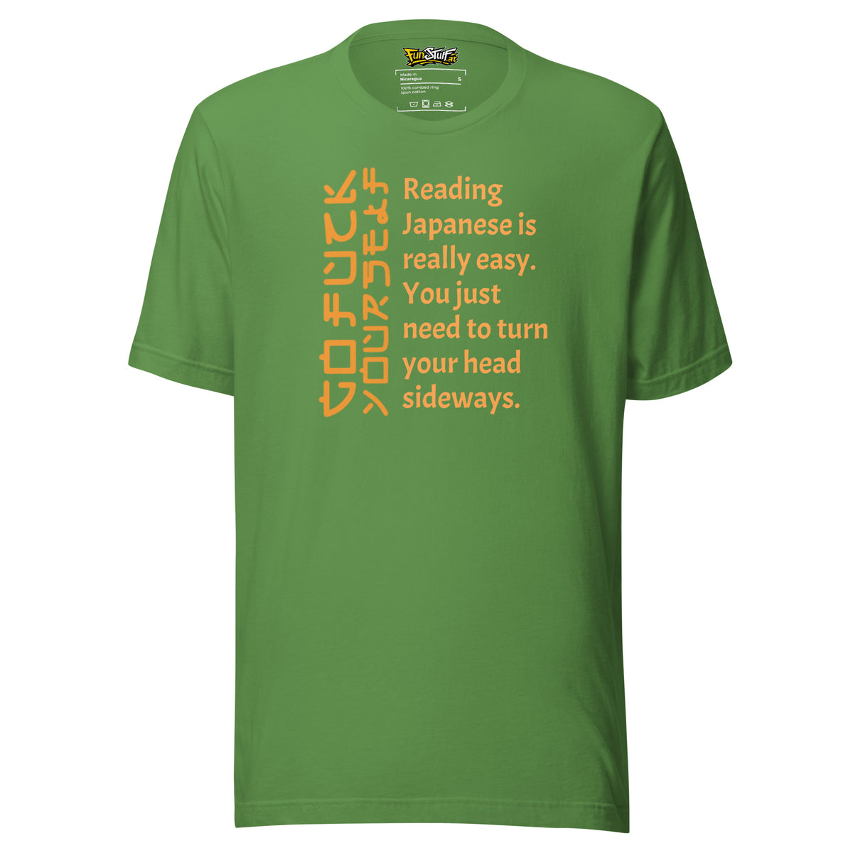 Reading Japanese – Sarkastisches WTF-Shirt – grün, Vorderansicht