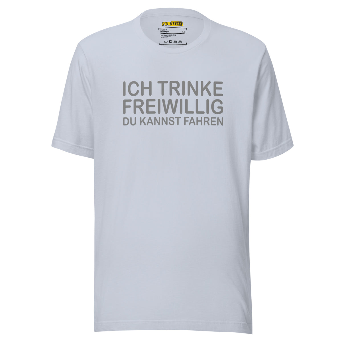 Ich trinke freiwillig – Unisex T-Shirt – blau, Vorderansicht