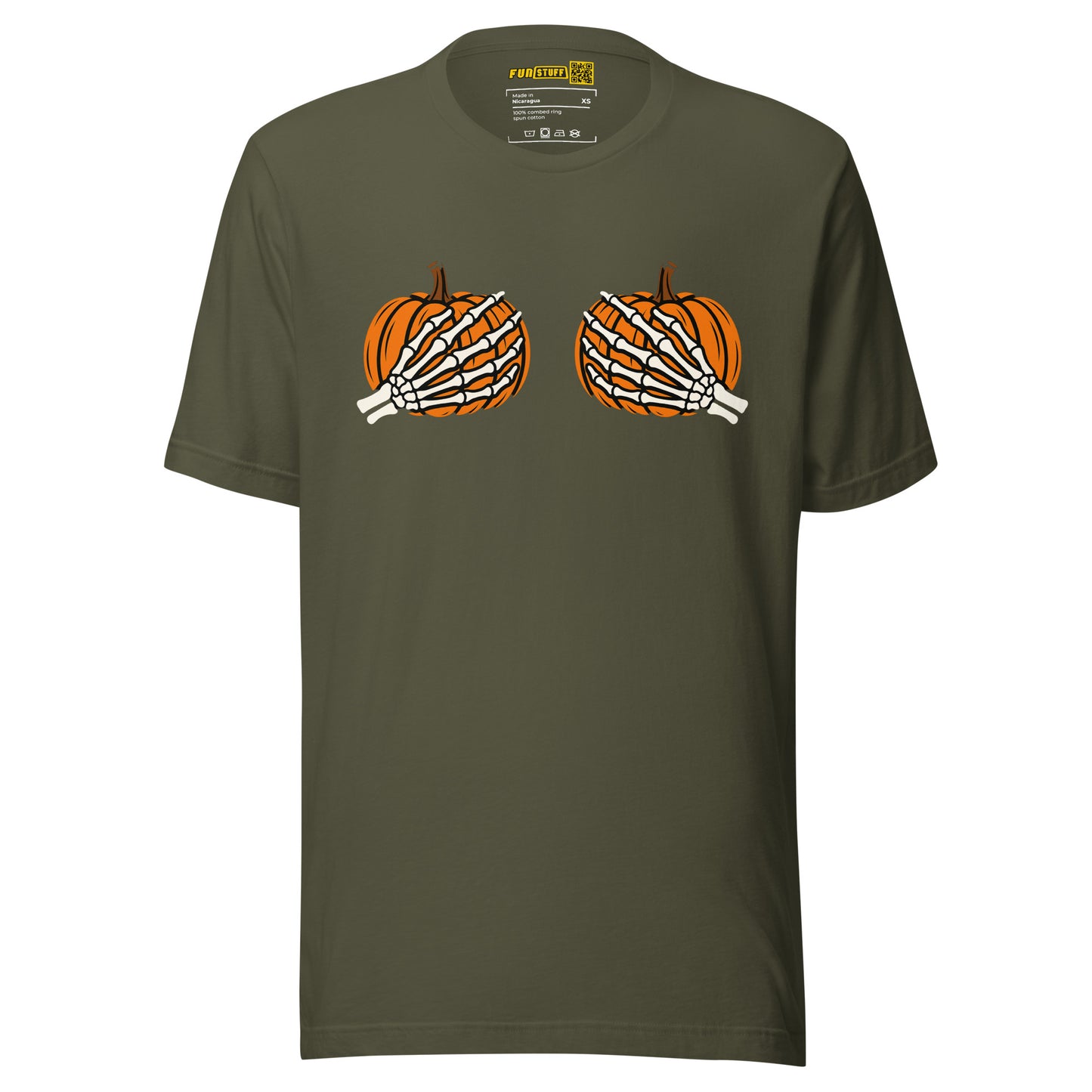 Pumpkin Boobs – Halloween Shirt mit Skeletthänden
