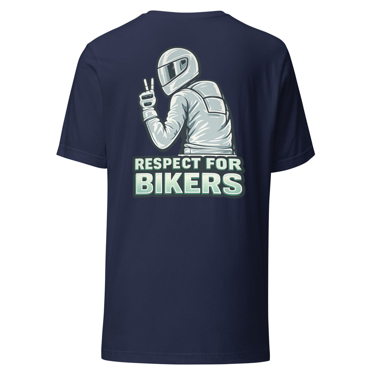 Respect for Bikers – Unisex T-Shirt (Backprint) – navyblau, Rückansicht