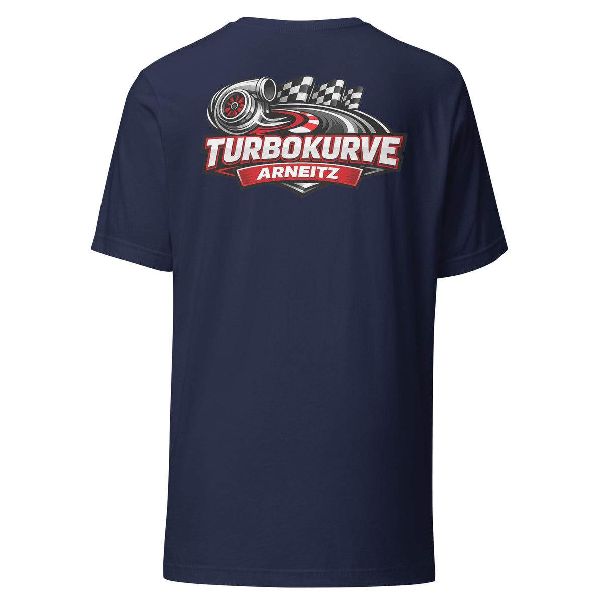 Turbokurve Arneitz – Backprint Unisex T-Shirt – navyblau, Rückansicht