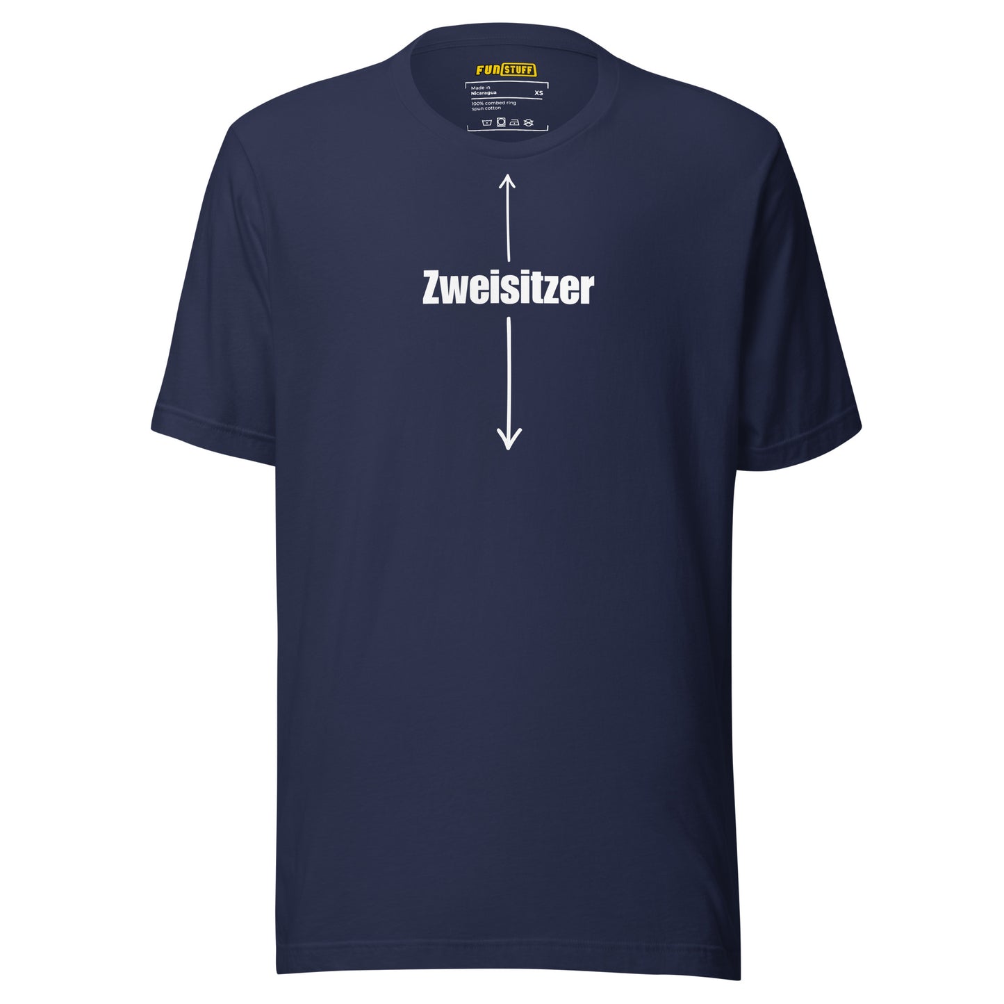 Two-seater – Funny shirt for men with arrow and statement