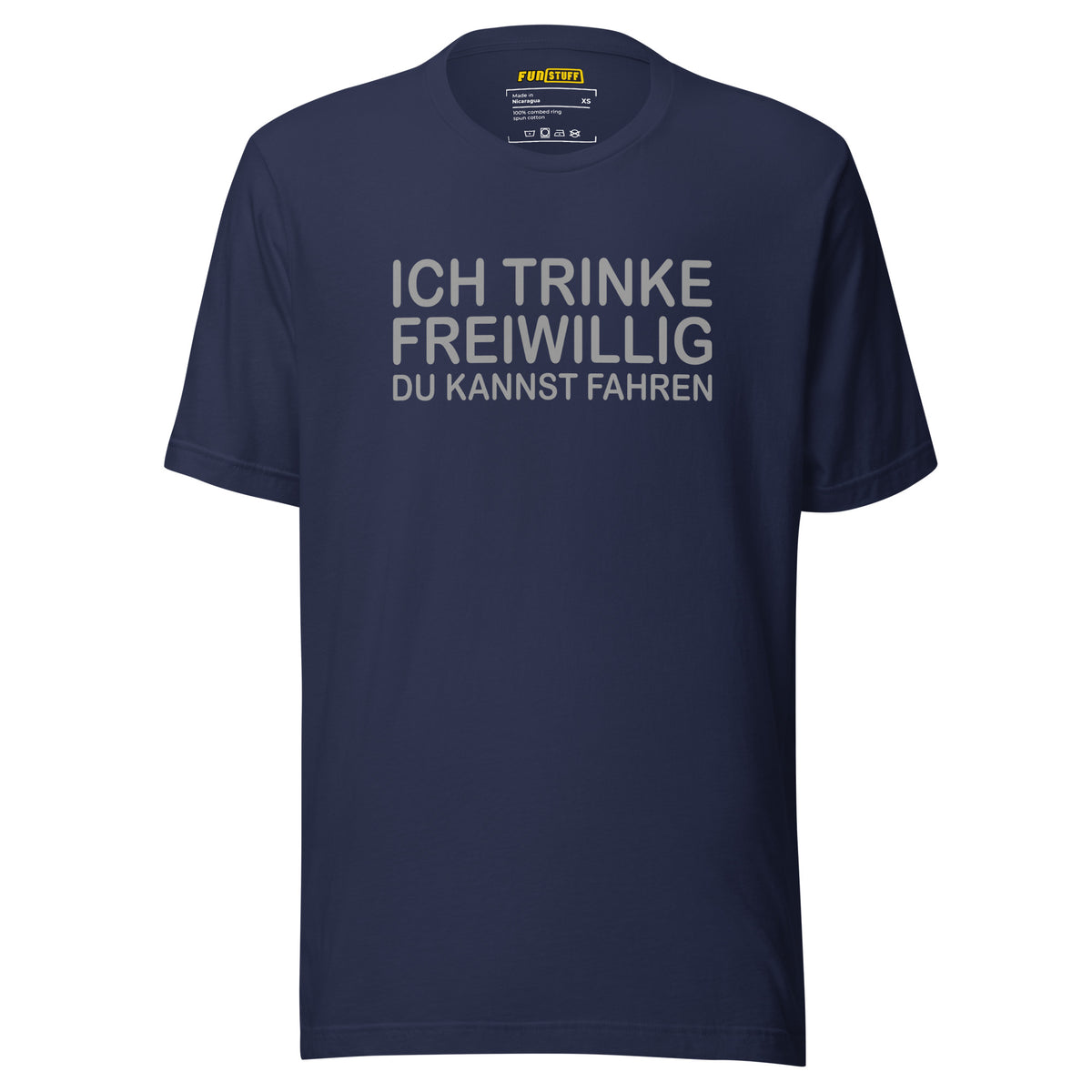 Ich trinke freiwillig – Unisex T-Shirt – navyblau, Vorderansicht