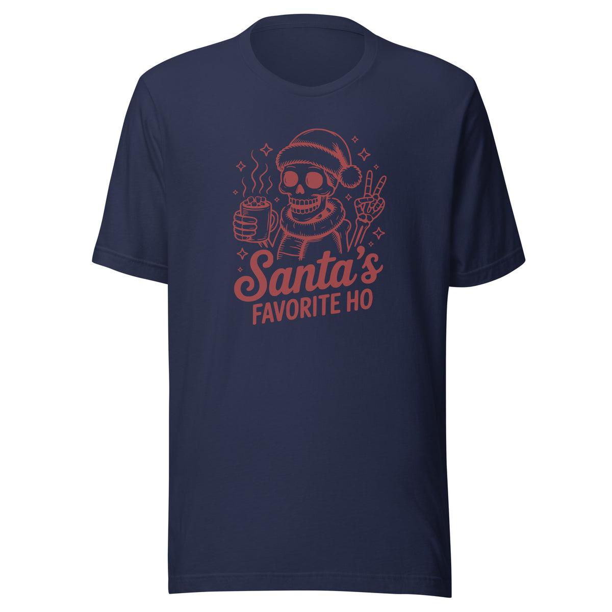 Santa’s Favorite Ho – Unisex T-Shirt – navyblau, Vorderansicht
