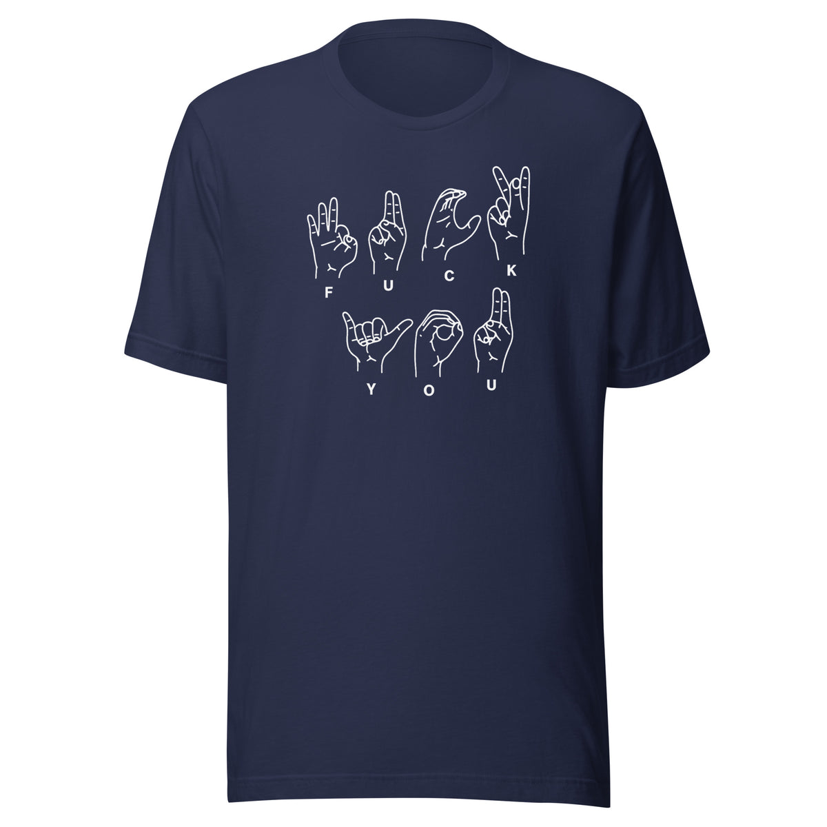 Fuck You Handsign Unisex T-Shirt – navyblau, Vorderansicht