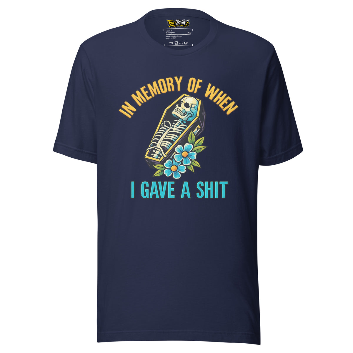 In Memory of When I Gave a Shit – Unisex T-Shirt – navyblau, Vorderansicht