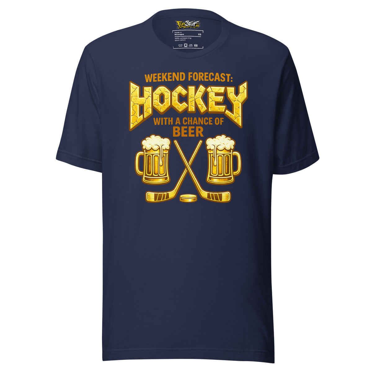 Weekend Forecast: Hockey with a Chance of Beer – Unisex T-Shirt – navyblau, Vorderansicht