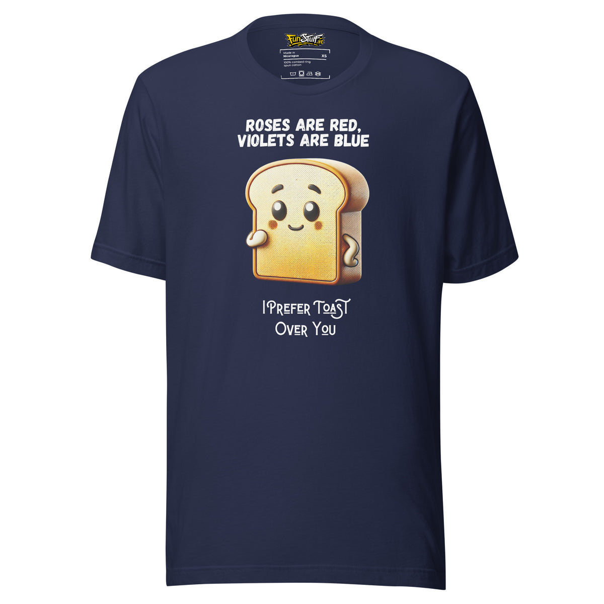 Roses Are Red – I Prefer Toast Over You – Unisex T-Shirt – navyblau, Vorderansicht