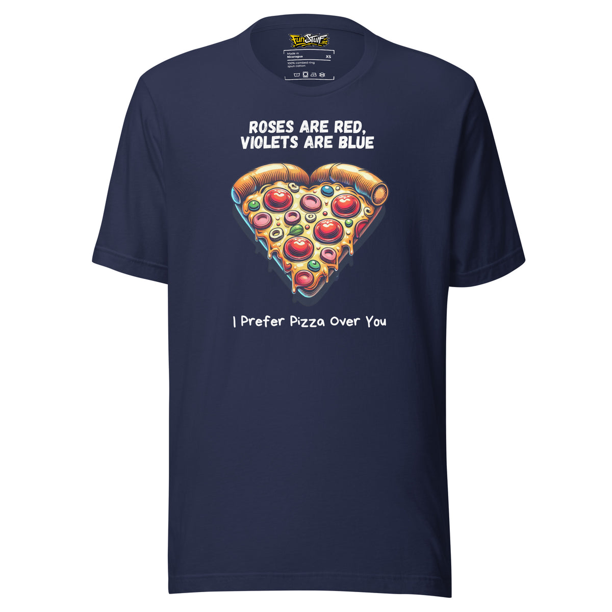 Roses Are Red – I Prefer Pizza Over You – Unisex T-Shirt – navyblau, Vorderansicht