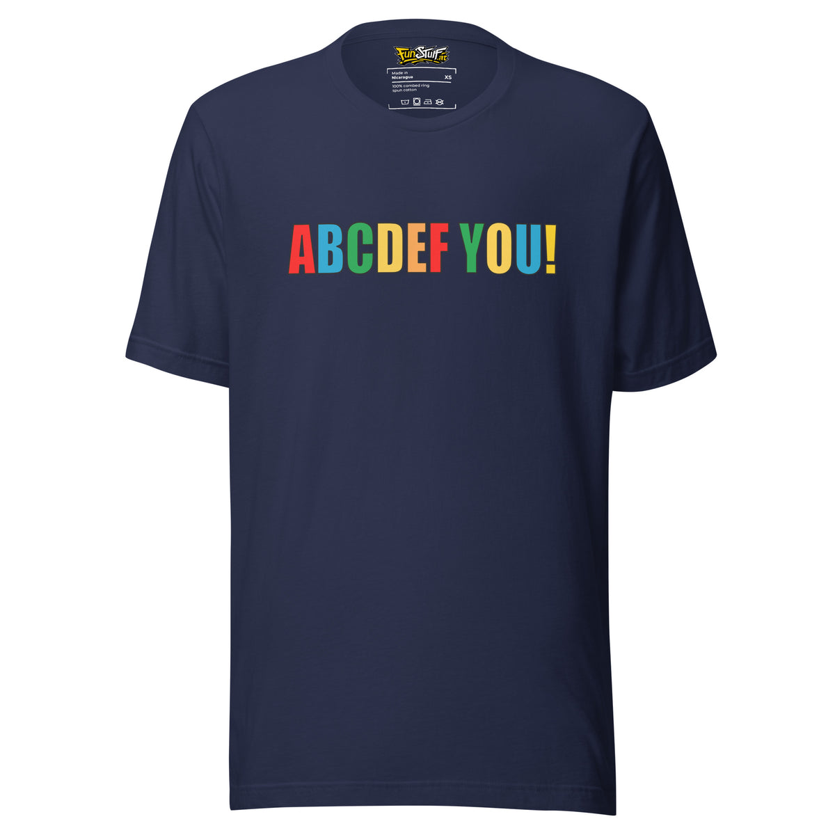 ABCDEF YOU! – Unisex T-Shirt – navyblau, Vorderansicht