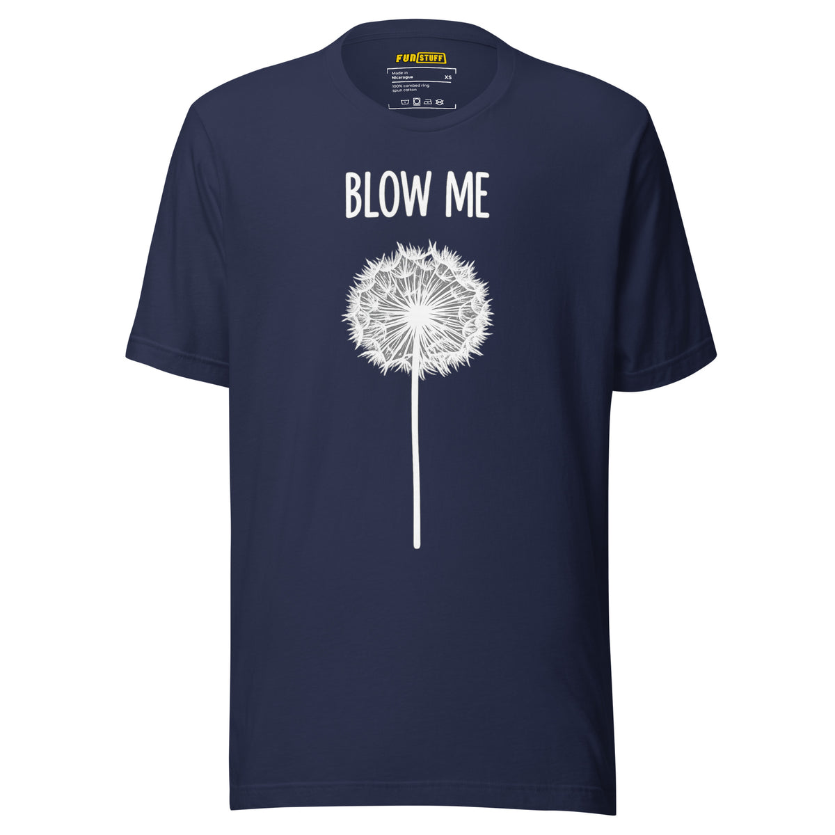 Blow Me – Pusteblume – Unisex T-Shirt – navyblau, Vorderansicht