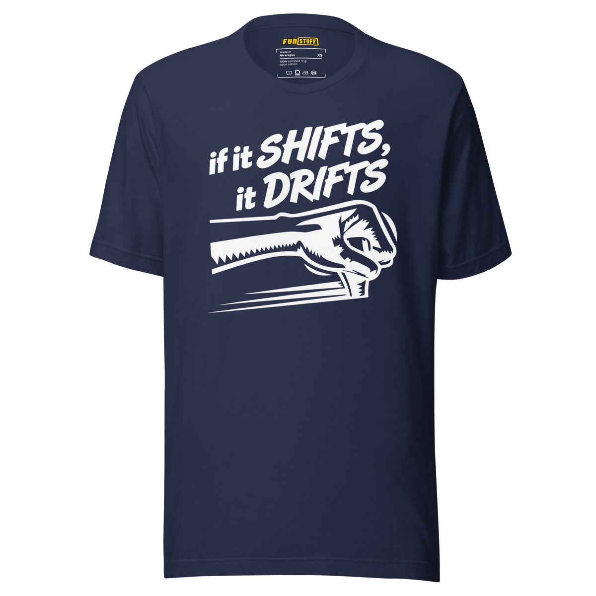 If It Shifts It Drifts Unisex-T-Shirt – navyblau, Vorderansicht