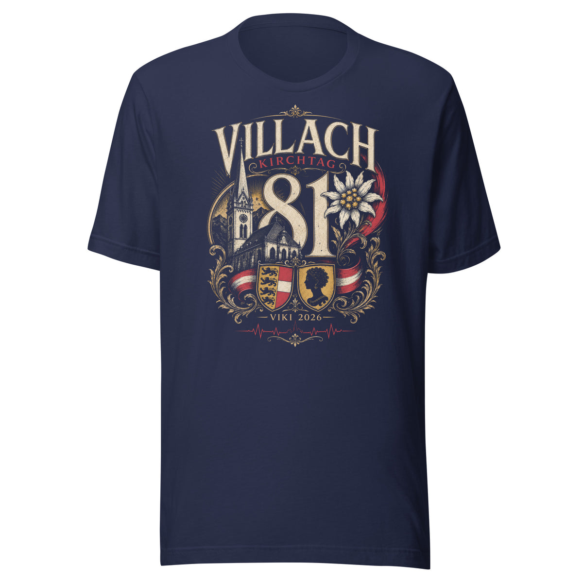 81. Villacher Kirchtag VIKI 2026 – Limited Edition – Unisex T-Shirt – navyblau, Vorderansicht