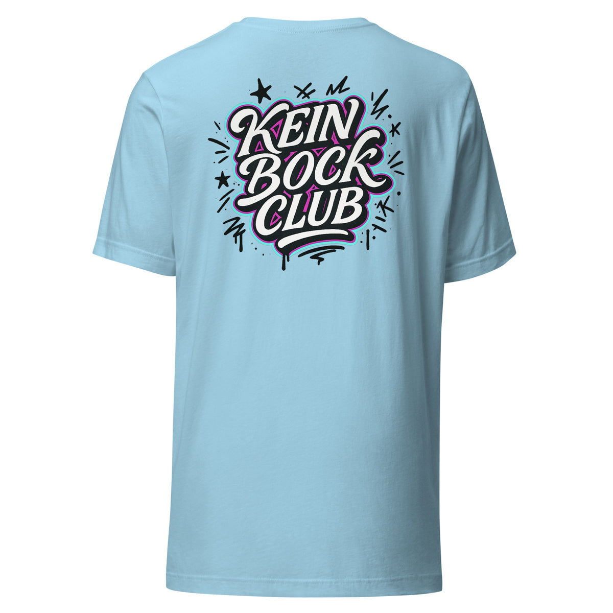 Kein Bock Club – Unisex T-Shirt Backprint – blau, Rückansicht