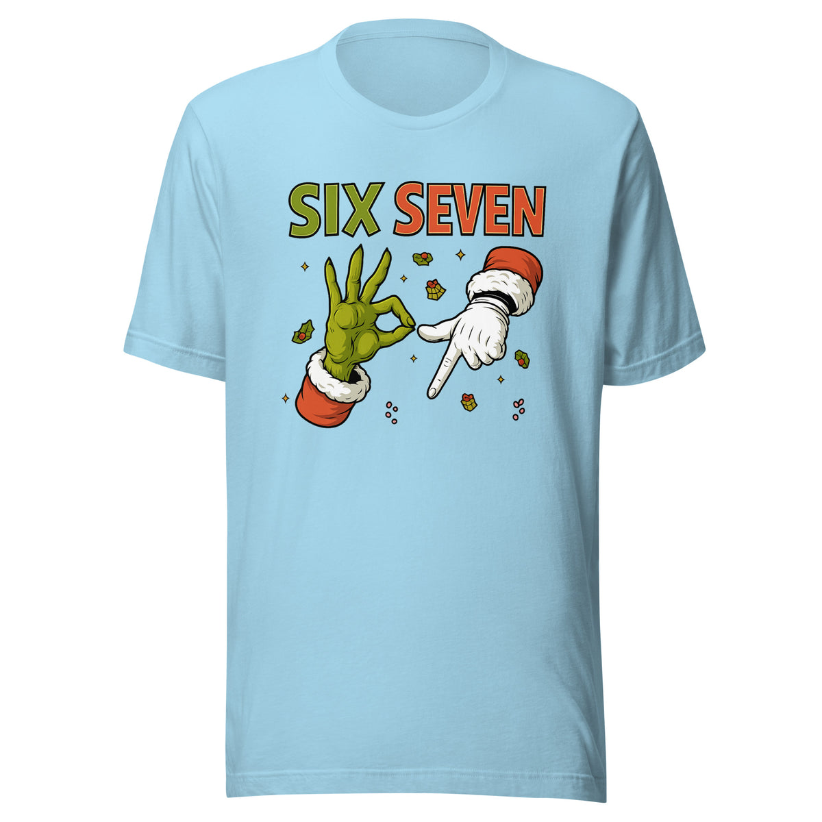 Six Seven – Christmas Meme Edition – Unisex T-Shirt – blau, Vorderansicht