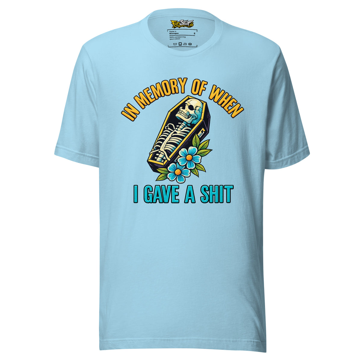 In Memory of When I Gave a Shit – Unisex T-Shirt – blau, Vorderansicht