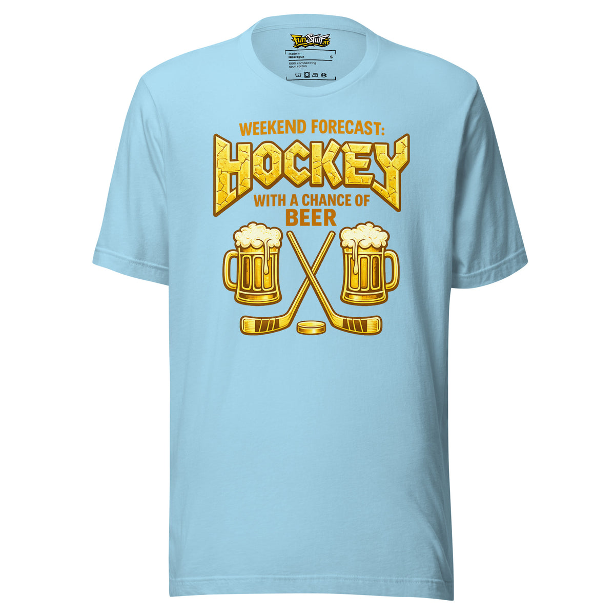 Weekend Forecast: Hockey with a Chance of Beer – Unisex T-Shirt – blau, Vorderansicht