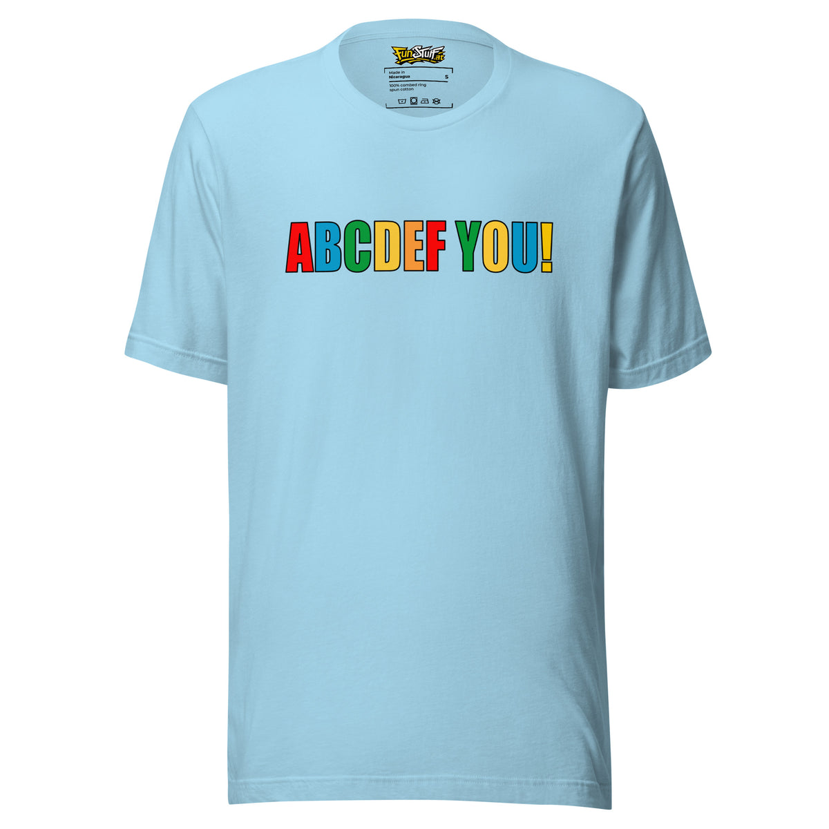 ABCDEF YOU! – Unisex T-Shirt – blau, Vorderansicht