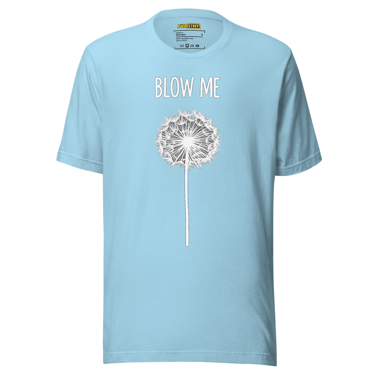 Blow Me – Pusteblume – Unisex T-Shirt – blau, Vorderansicht