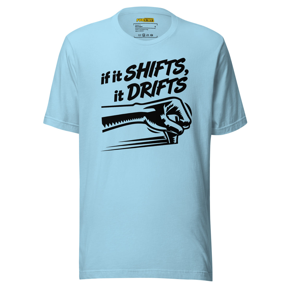 If It Shifts It Drifts Unisex-T-Shirt – blau, Vorderansicht