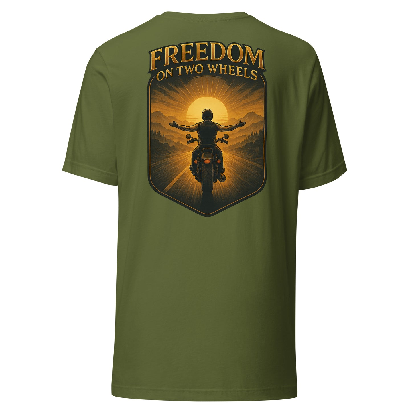 Freedom on Two Wheels - Backprint Unisex-T-Shirt