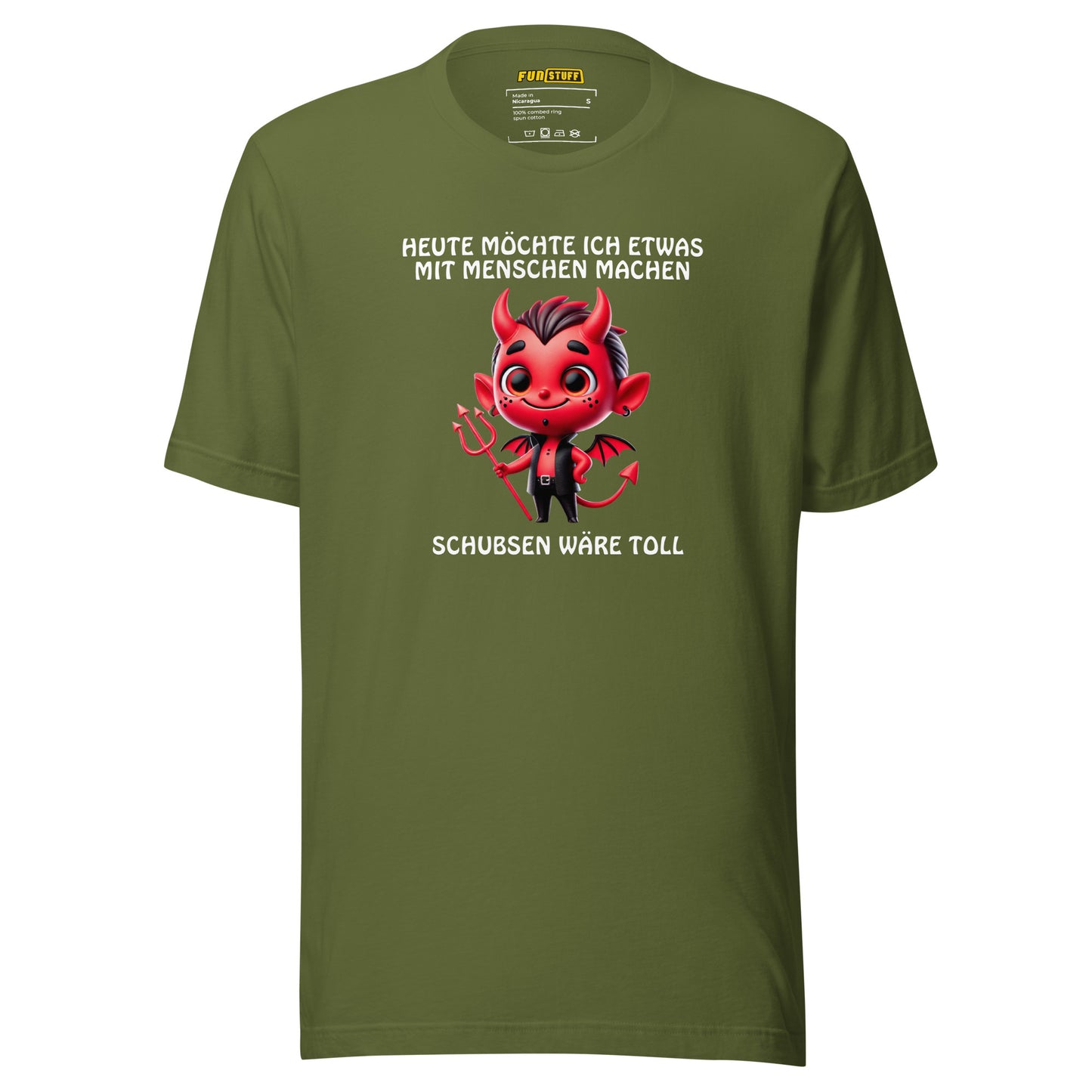 Schubsen wäre toll – Teufel-Shirt mit Haltungsschaden