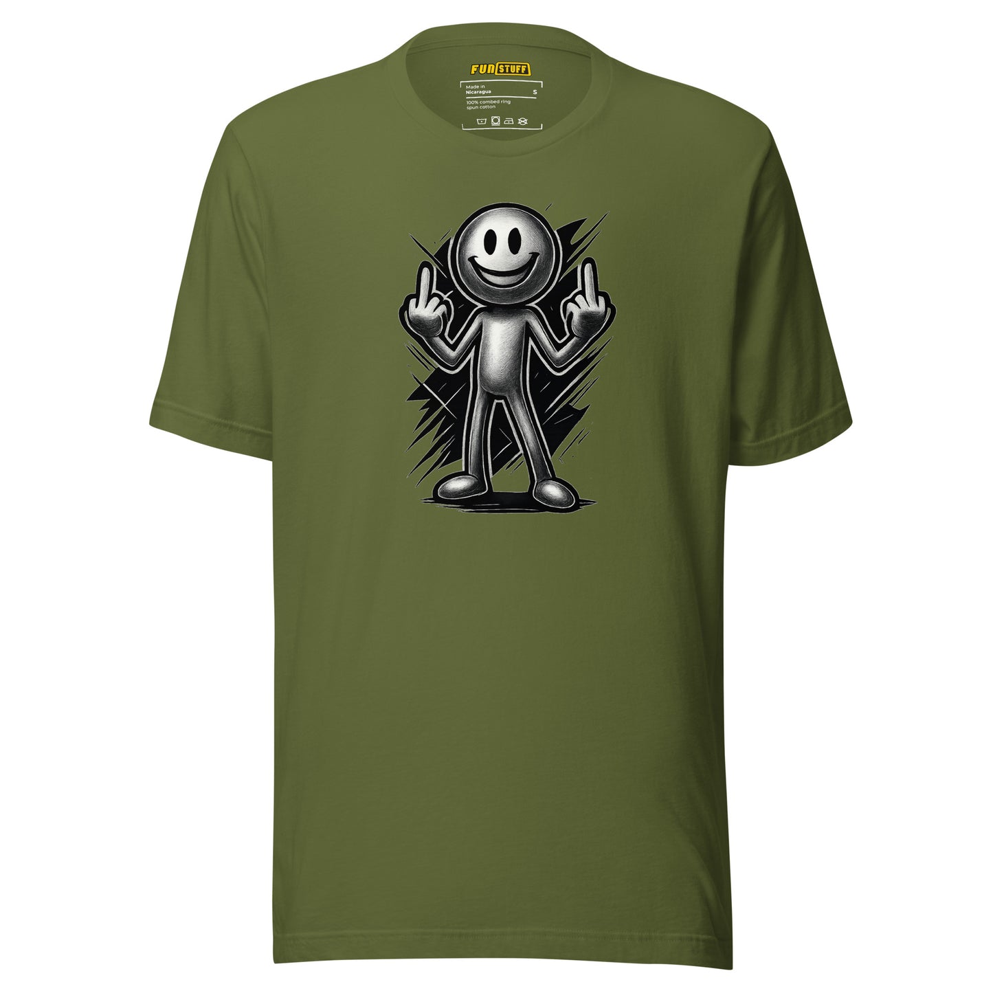 Smiley mit Haltung – Doppelter Mittelfinger – Unisex T-Shirt
