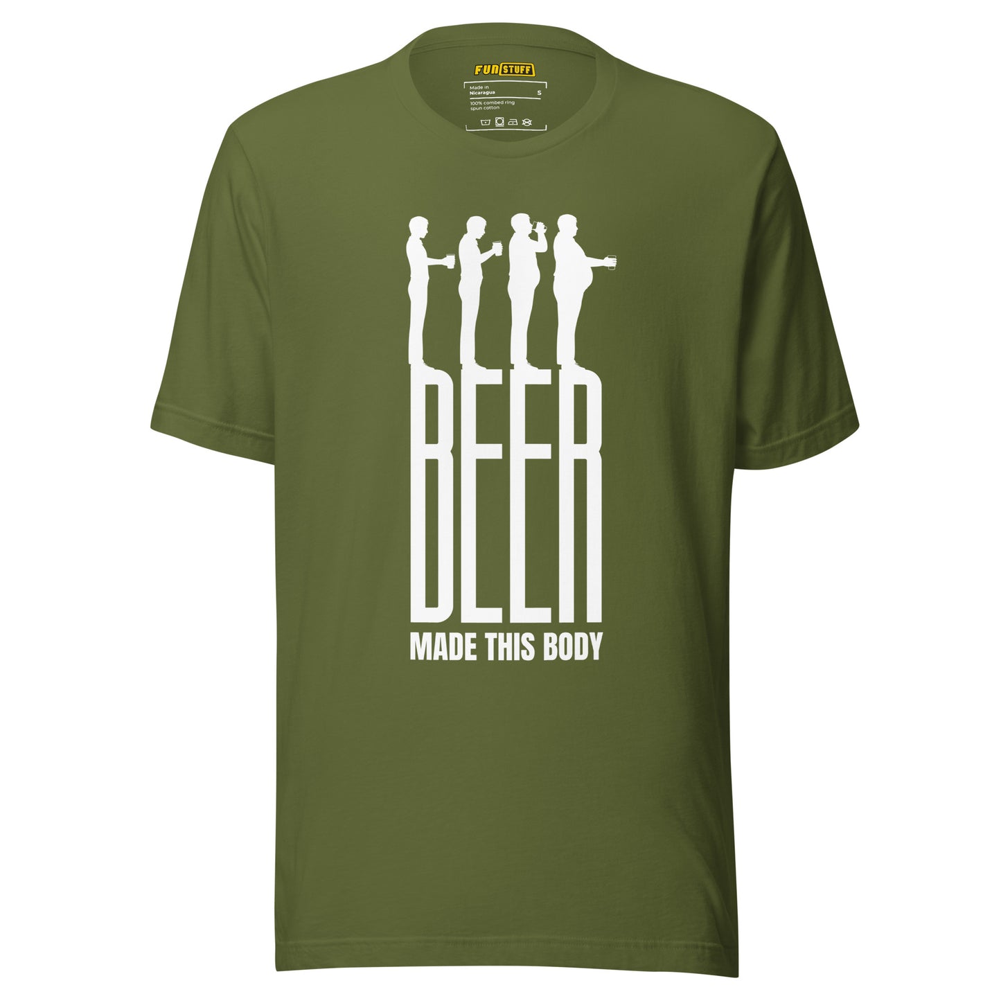 Beer Made This Body – Evolution im Krug – Unisex T-Shirt