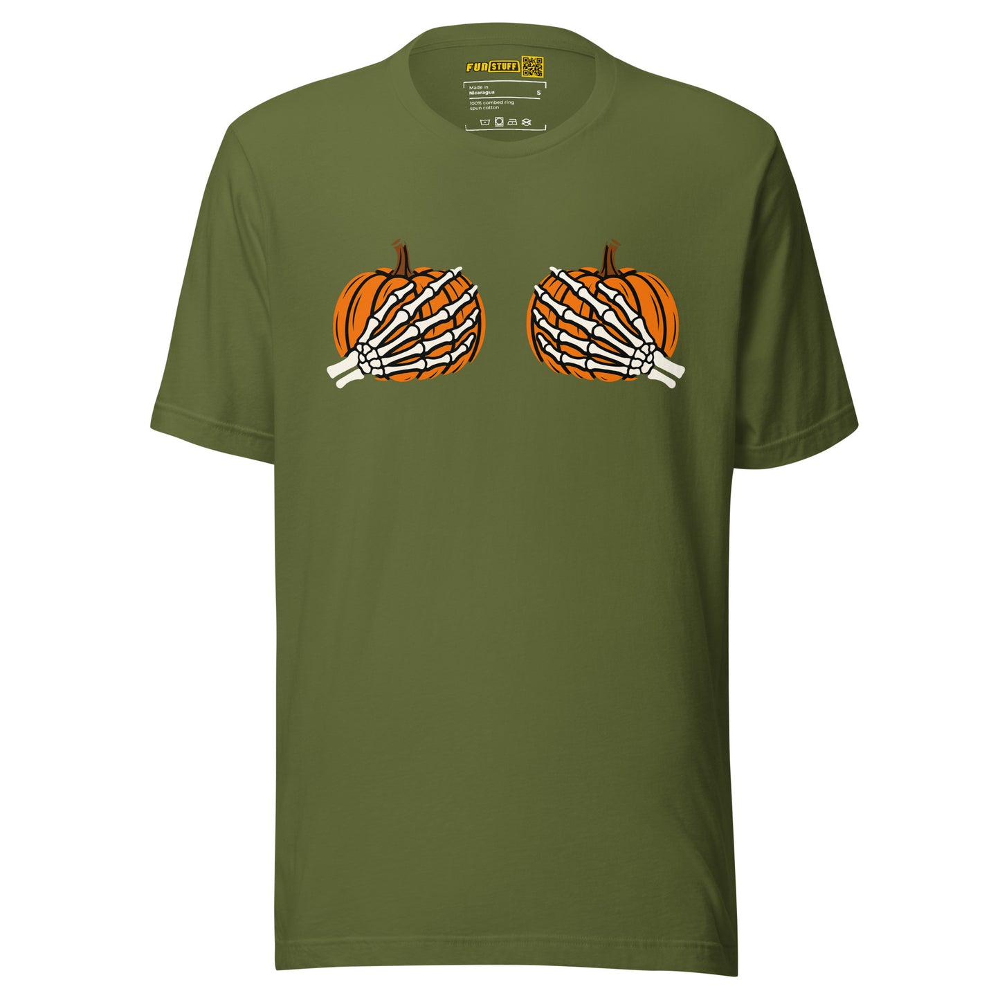 Pumpkin Boobs – Halloween Shirt mit Skeletthänden