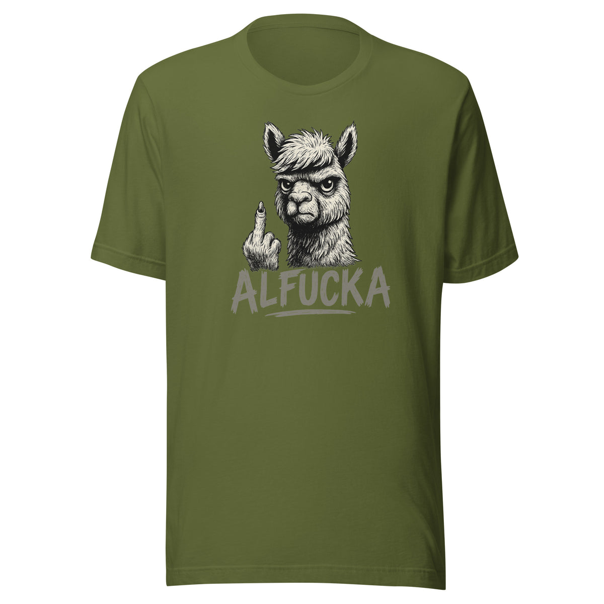 Alfucka – Unisex T-Shirt – olivgrün, Vorderansicht