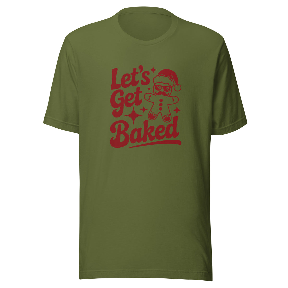 Let’s Get Baked – Unisex T-Shirt – olivgrün, Vorderansicht