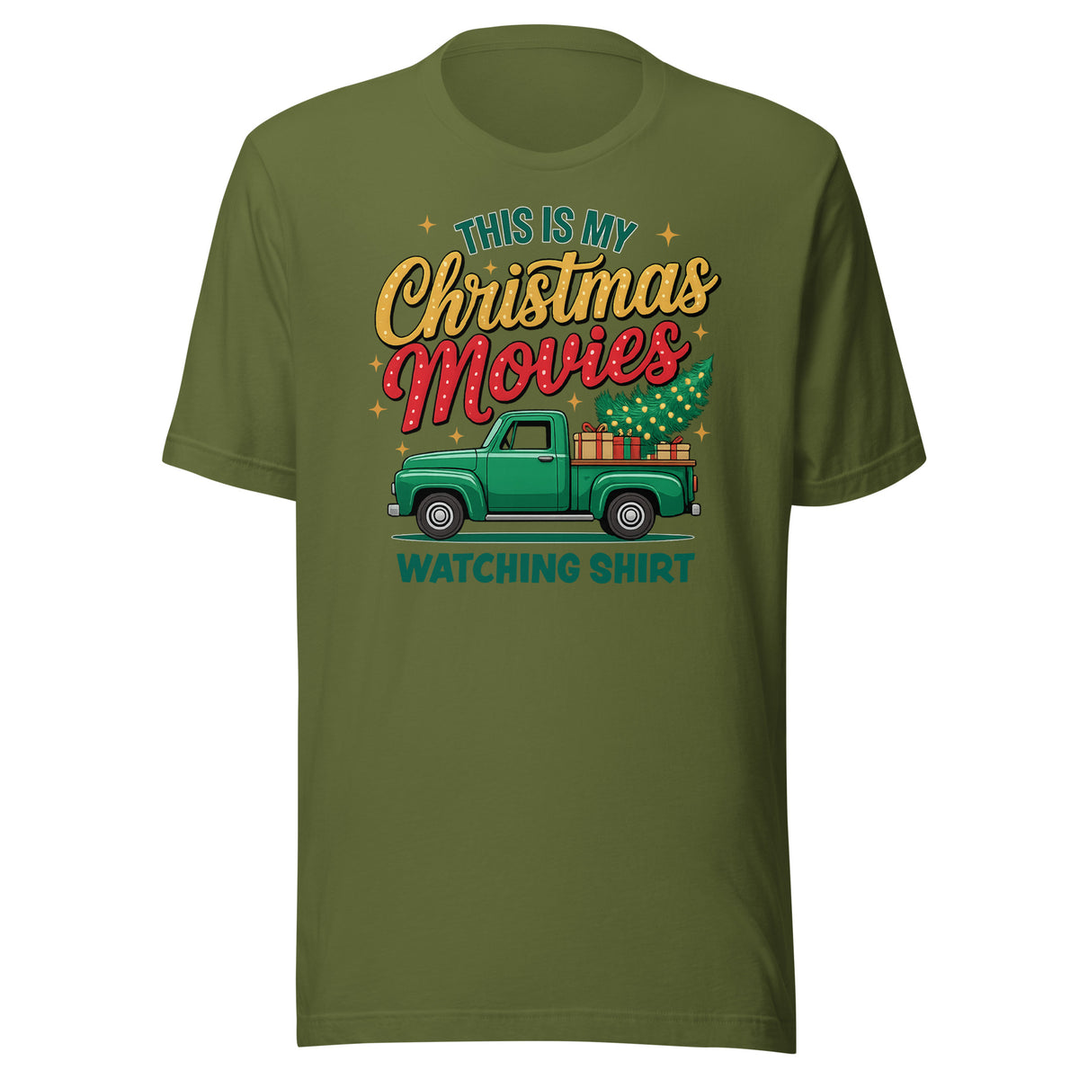 This Is My Christmas Movies Watching Shirt – Unisex T-Shirt – olivgrün, Vorderansicht