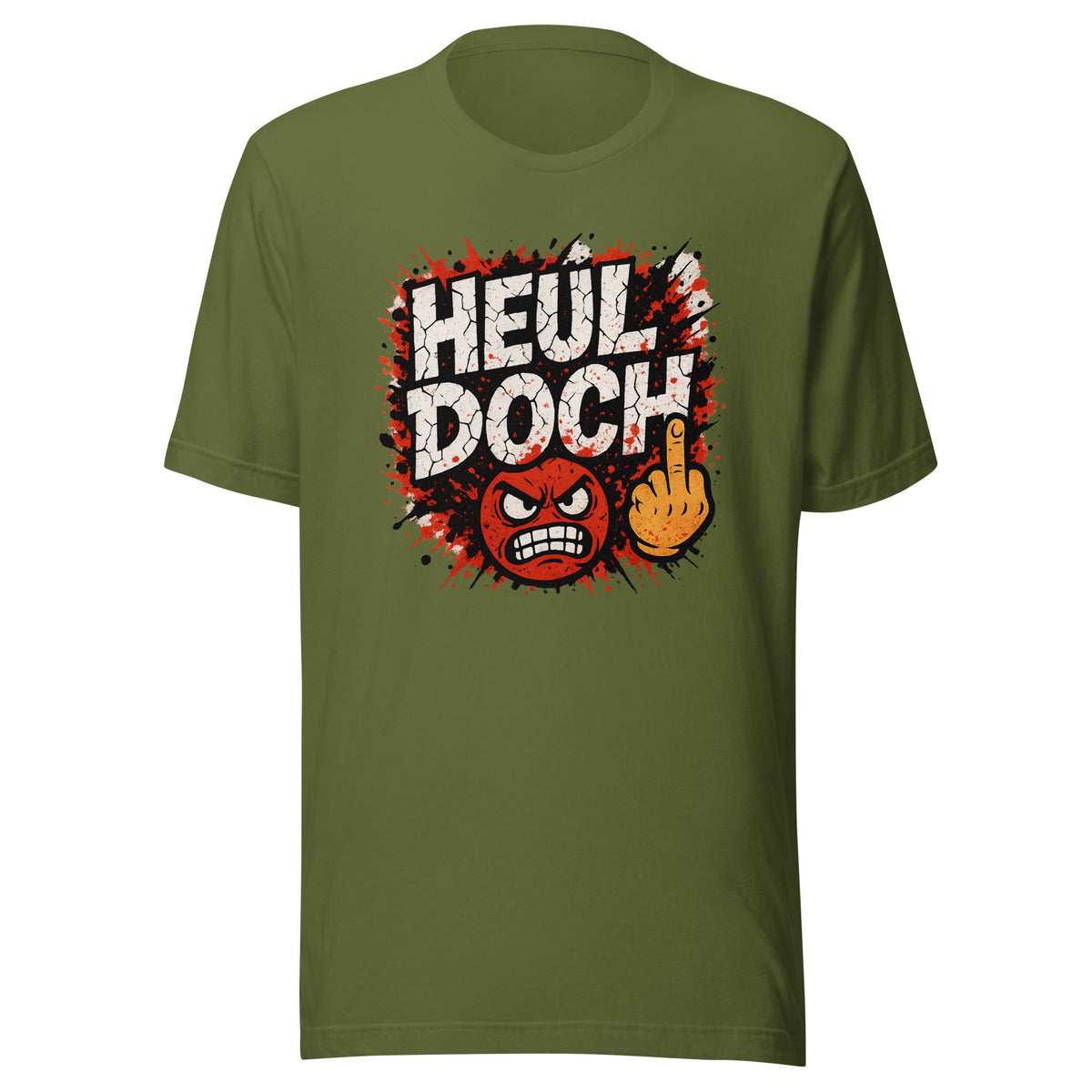 Heul doch – Unisex T-Shirt – olivgrün, Vorderansicht