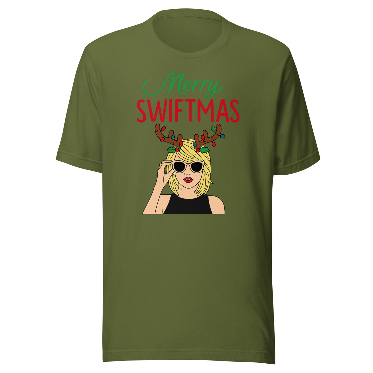 Merry Swiftmas Unisex T-Shirt – olivgrün, Vorderansicht