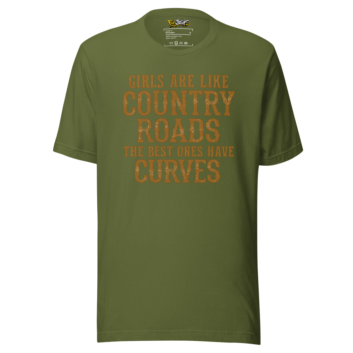 Girls Are Like Country Roads – Unisex T-Shirt – olivgrün, Vorderansicht