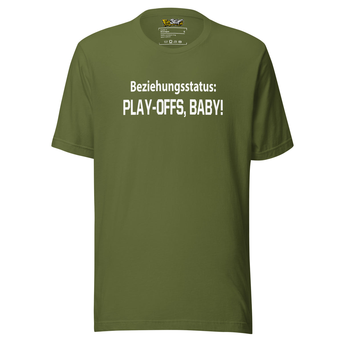 Beziehungsstatus: Play-Offs, Baby! – Unisex T-Shirt – olivgrün, Vorderansicht