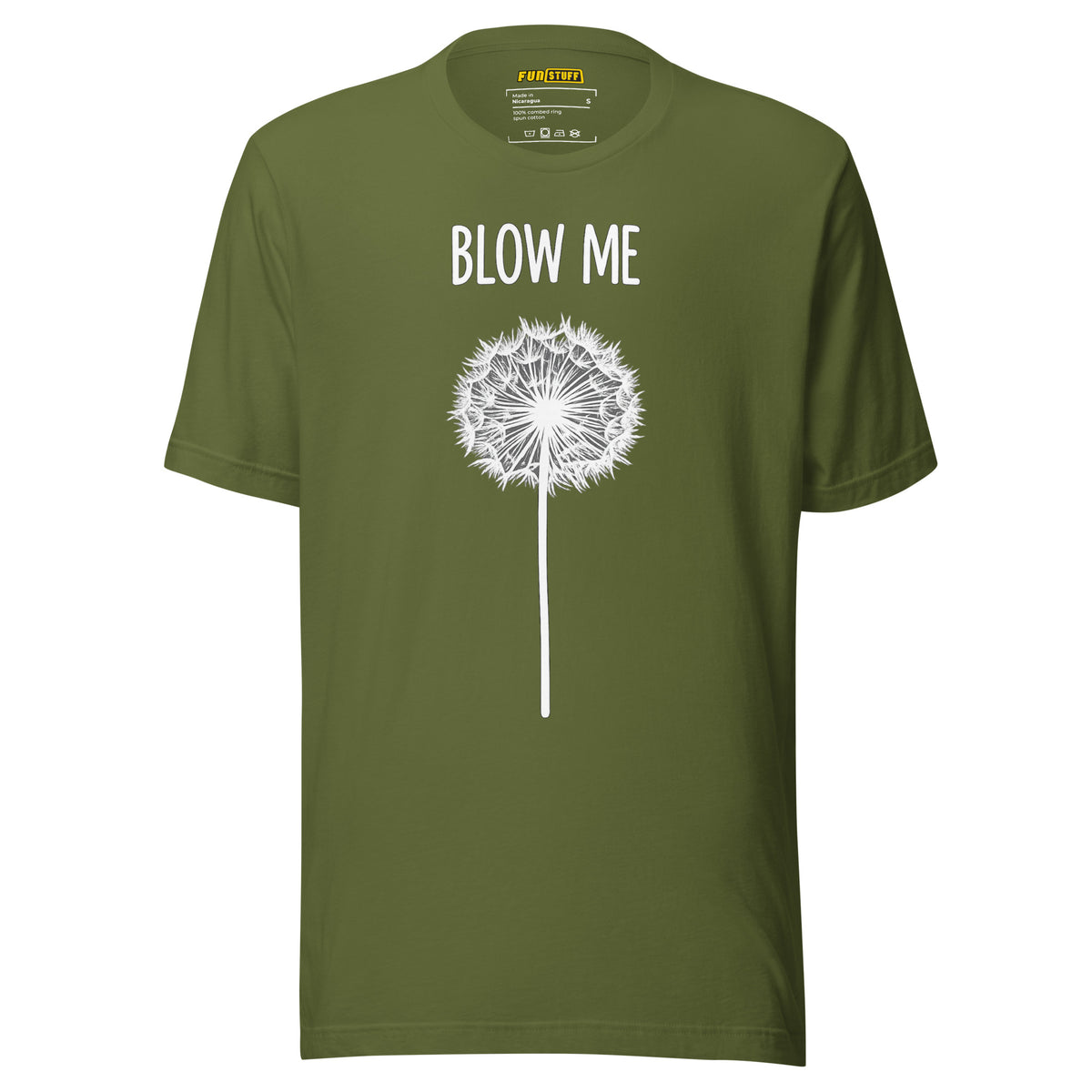 Blow Me – Pusteblume – Unisex T-Shirt – olivgrün, Vorderansicht
