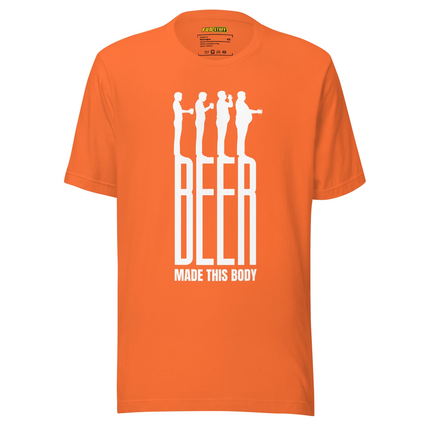 Beer Made This Body – Evolution im Krug – Unisex T-Shirt