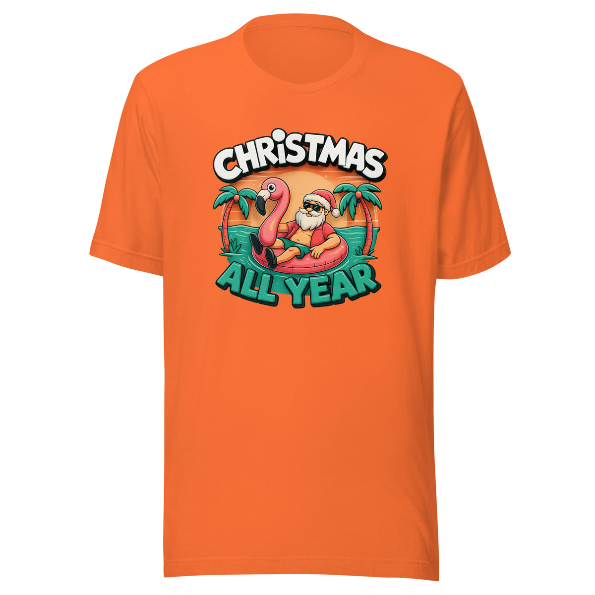 Christmas All Year – Unisex T-Shirt – orange, Vorderansicht