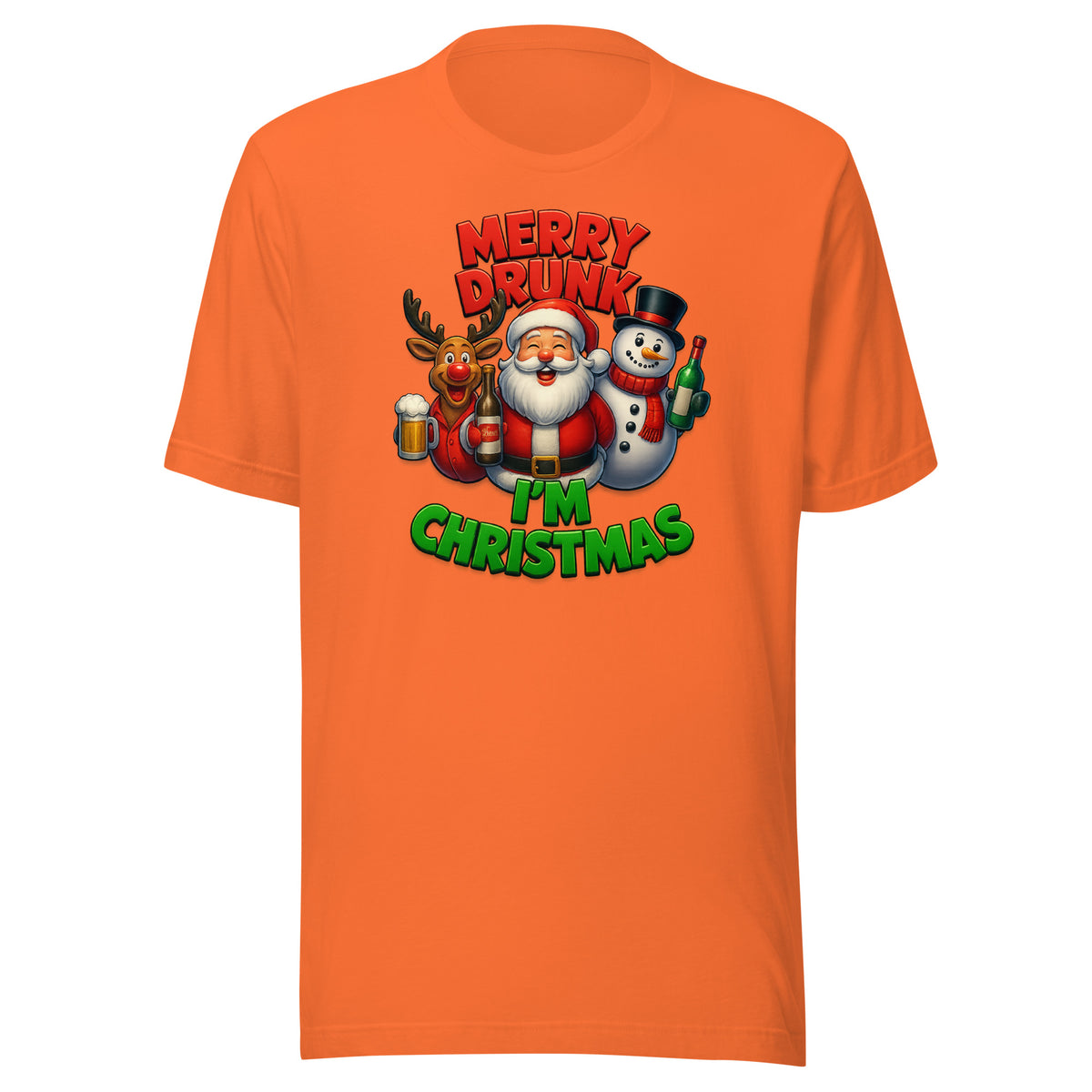Merry Drunk I’m Christmas – Unisex T-Shirt – orange, Vorderansicht
