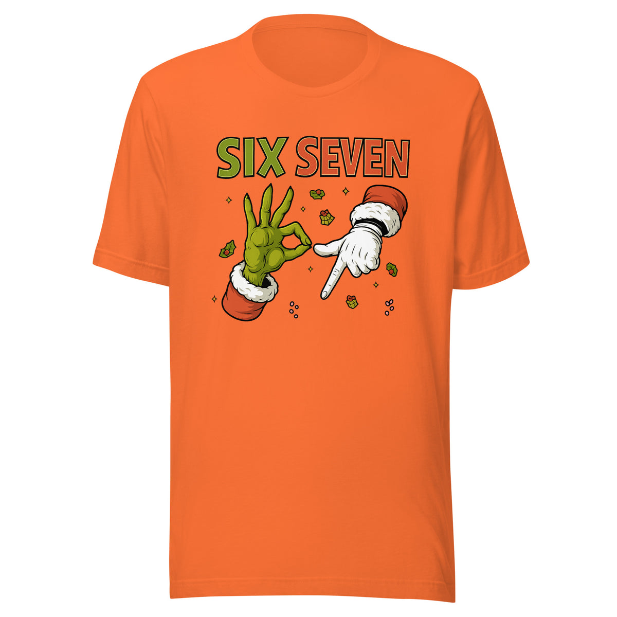 Six Seven – Christmas Meme Edition – Unisex T-Shirt – orange, Vorderansicht