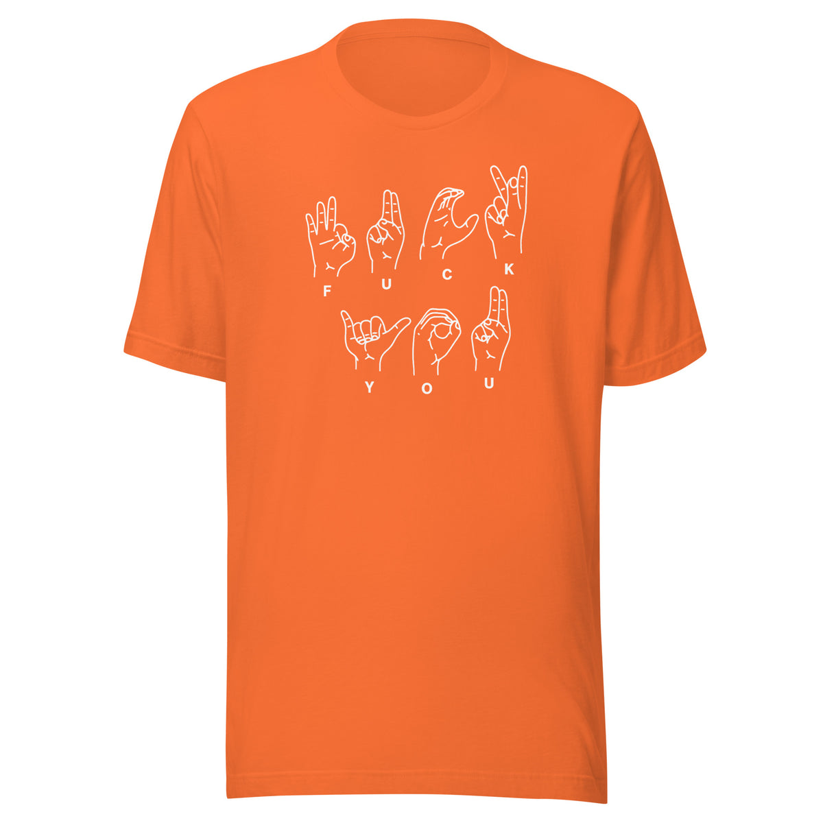 Fuck You Handsign Unisex T-Shirt – orange, Vorderansicht